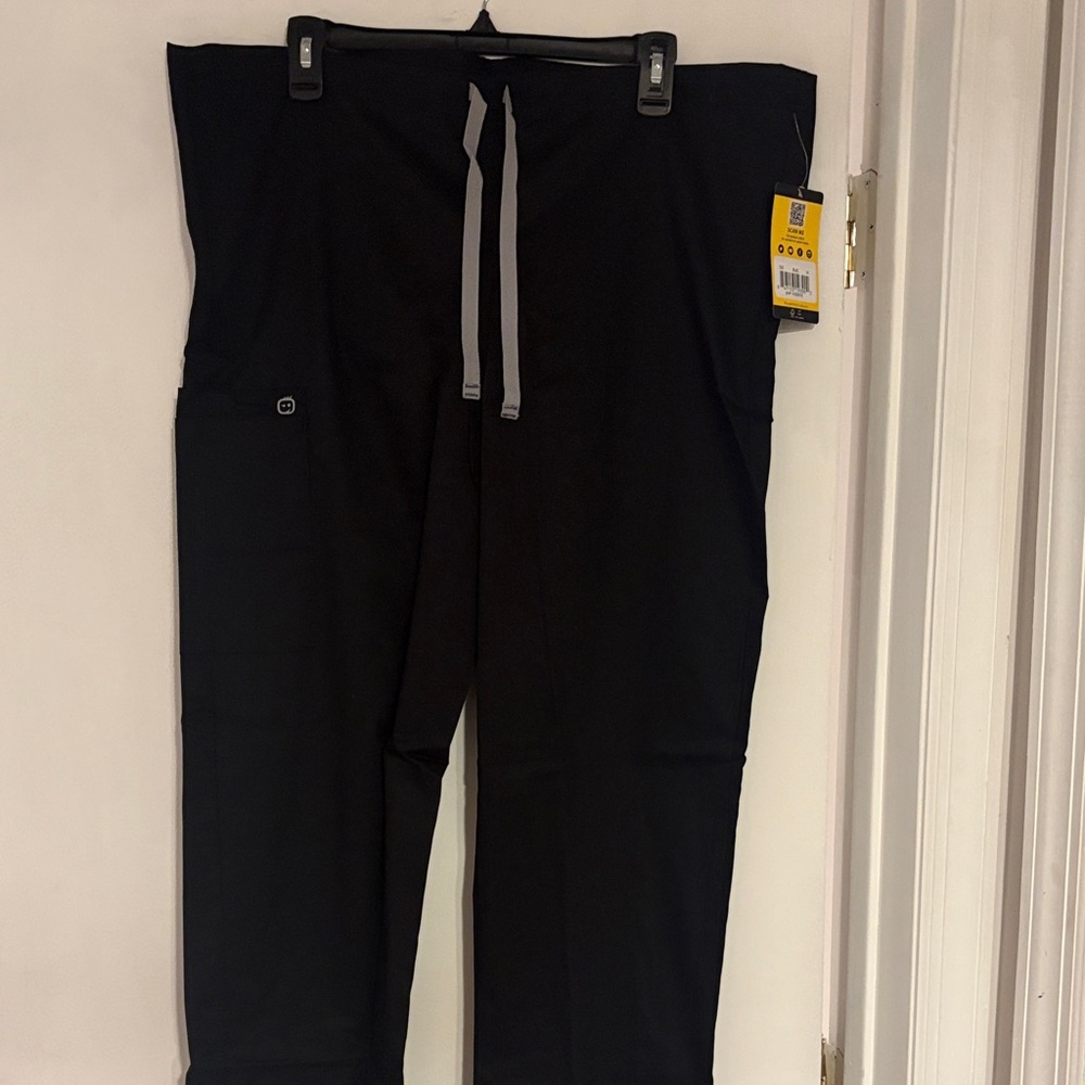 WonderWink Unisex Black Straight Leg Drawstring Pants